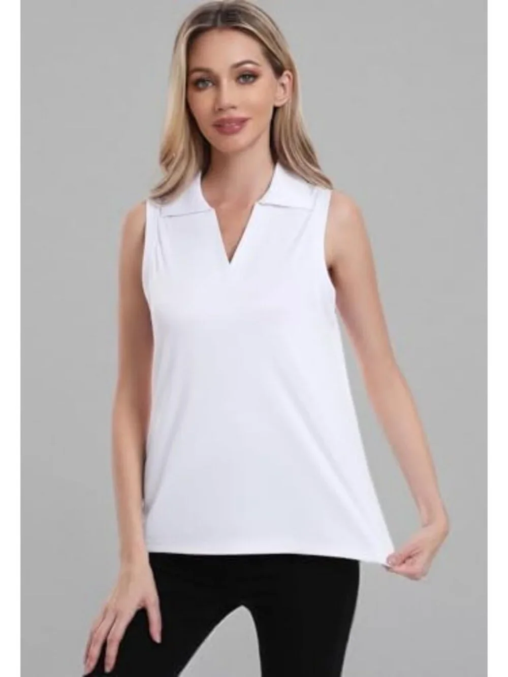 Stylish Women's Sleeveless Golf Polo V-Neck Tank Tops - 3 Pack for Tennis